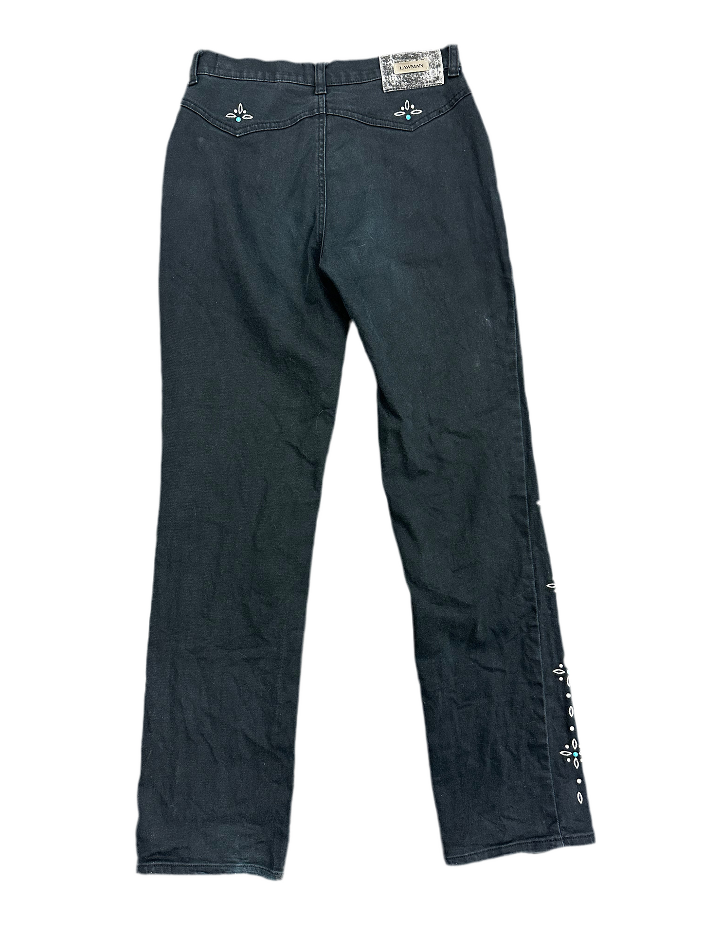 Vintage Black Denim with Turquoise Details