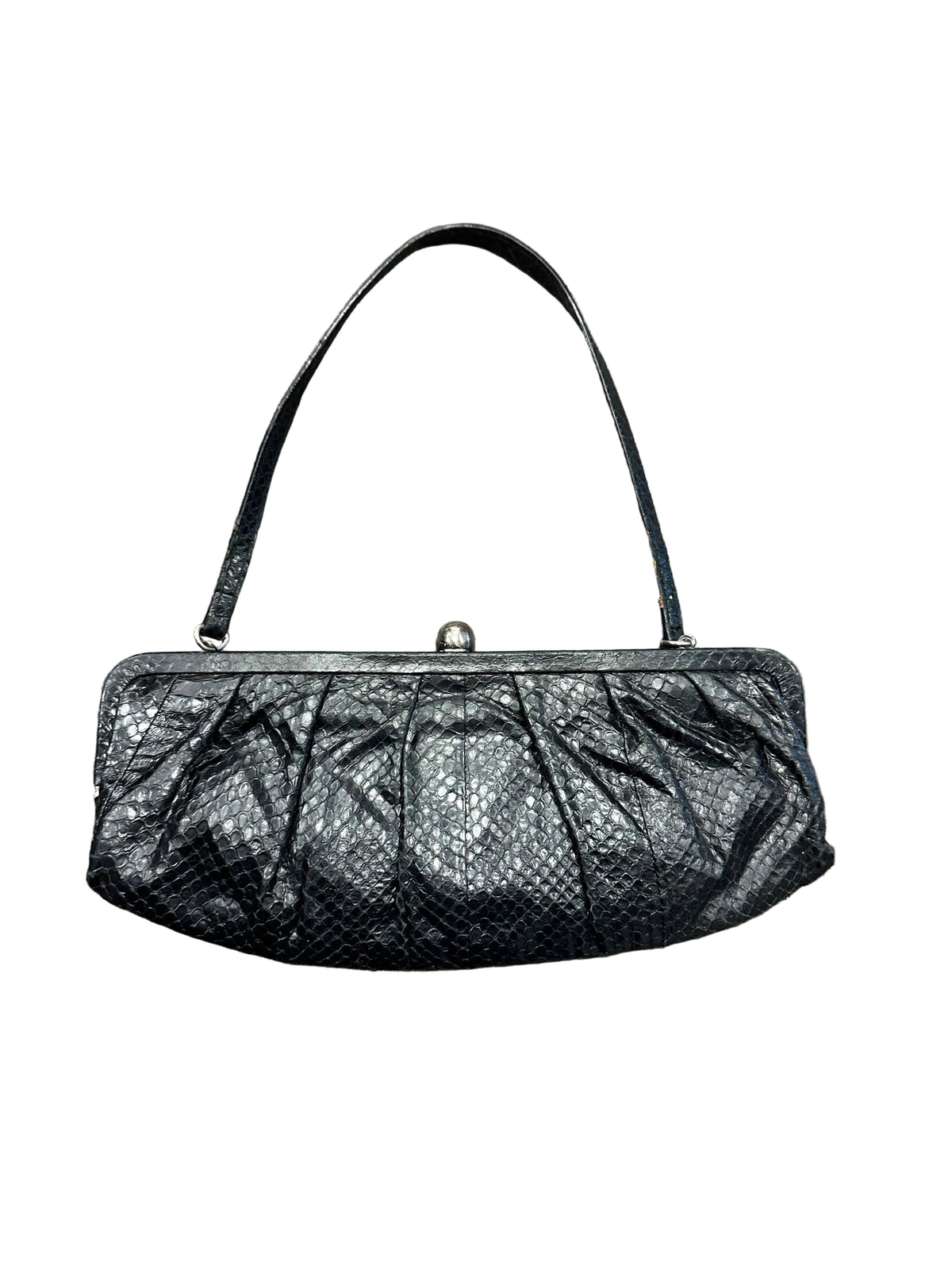 Vintage Snakeskin Leather East West Purse