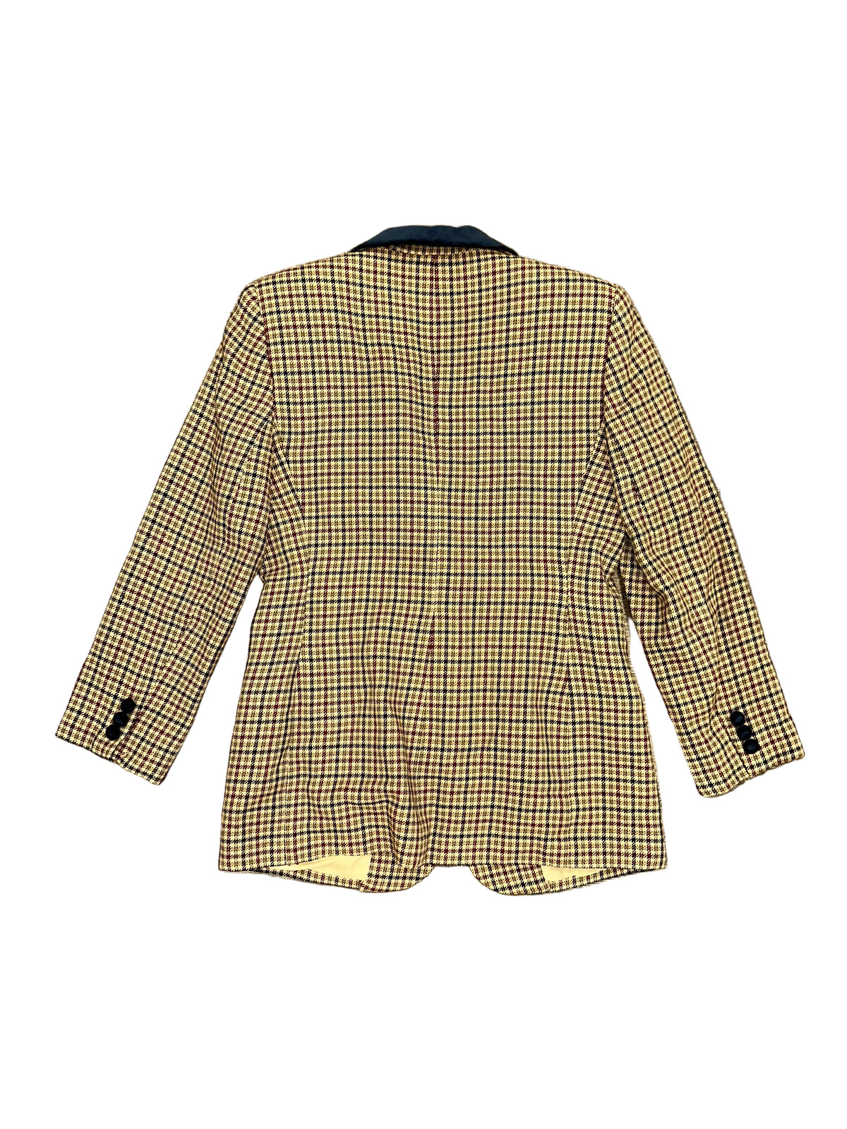 Vintage Plaid Blazer with Velvet Collar