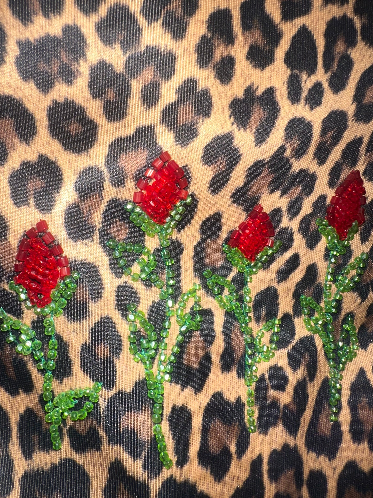 Vintage Isabella Fiore Cheetah Handbag with Beaded Roses