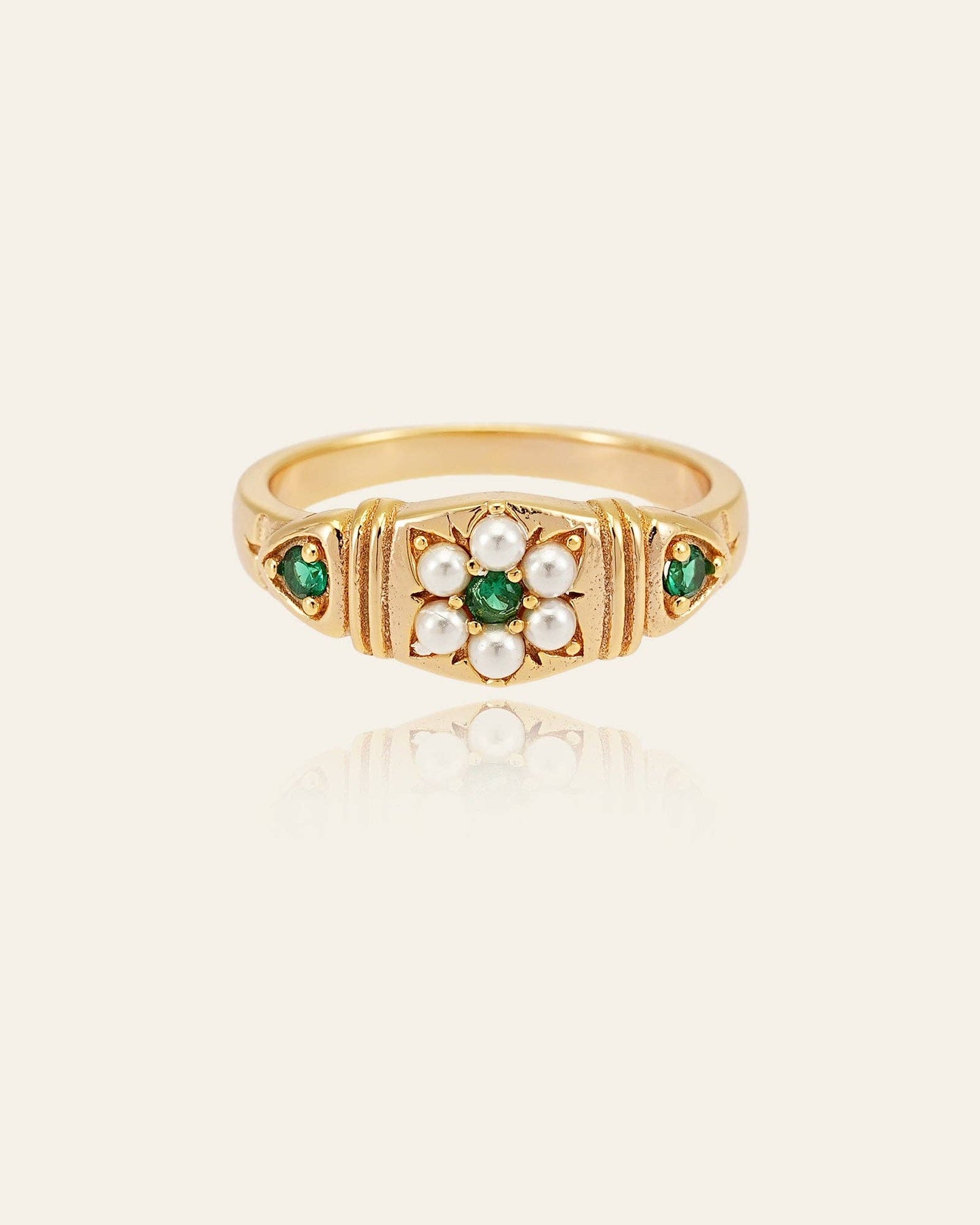 Charlotte Pearl Emerald Ring