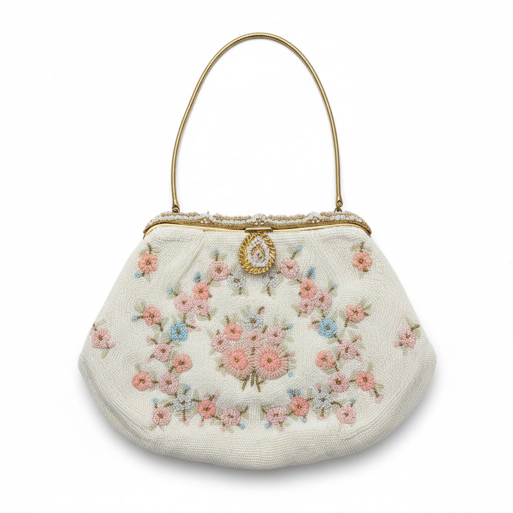 Vintage White Beaded Purse