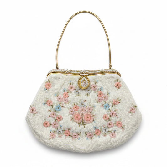 Vintage White Beaded Purse