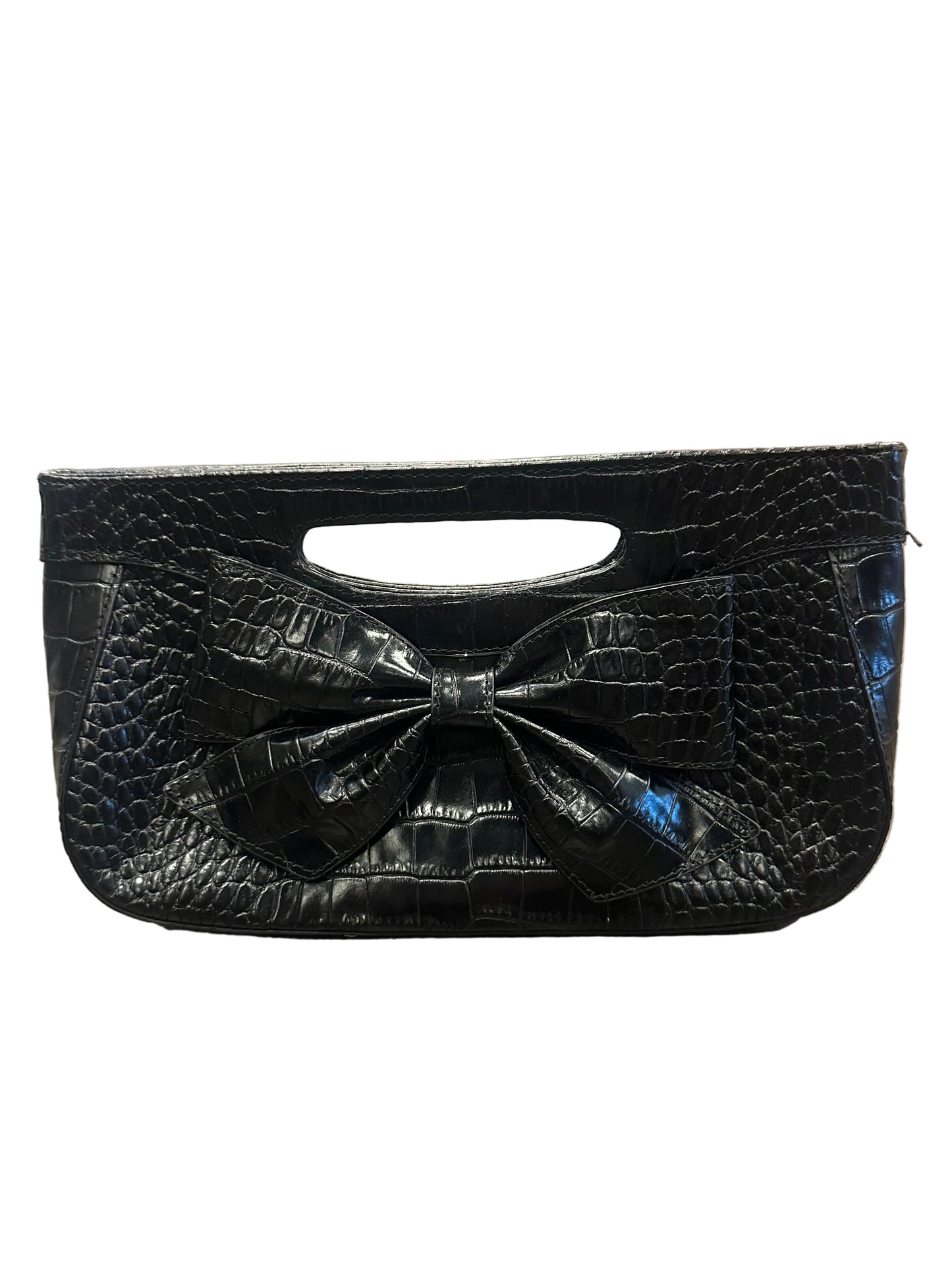 Vintage Croc Embossed Bow Clutch