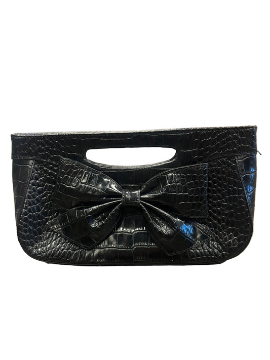 Vintage Croc Embossed Bow Clutch