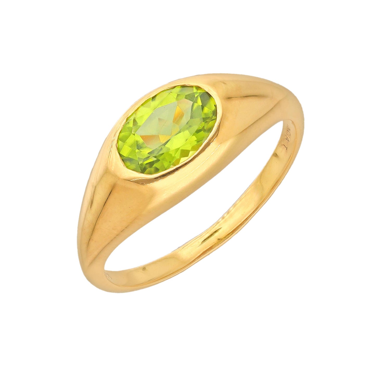 Gold Plated Over Silver Peridot Solitaire Ring