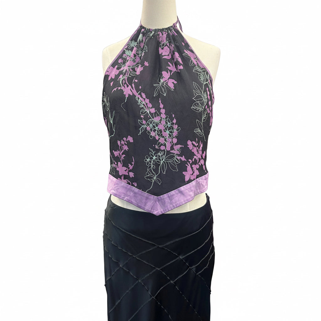 Vintage Silk Tie Back Halter