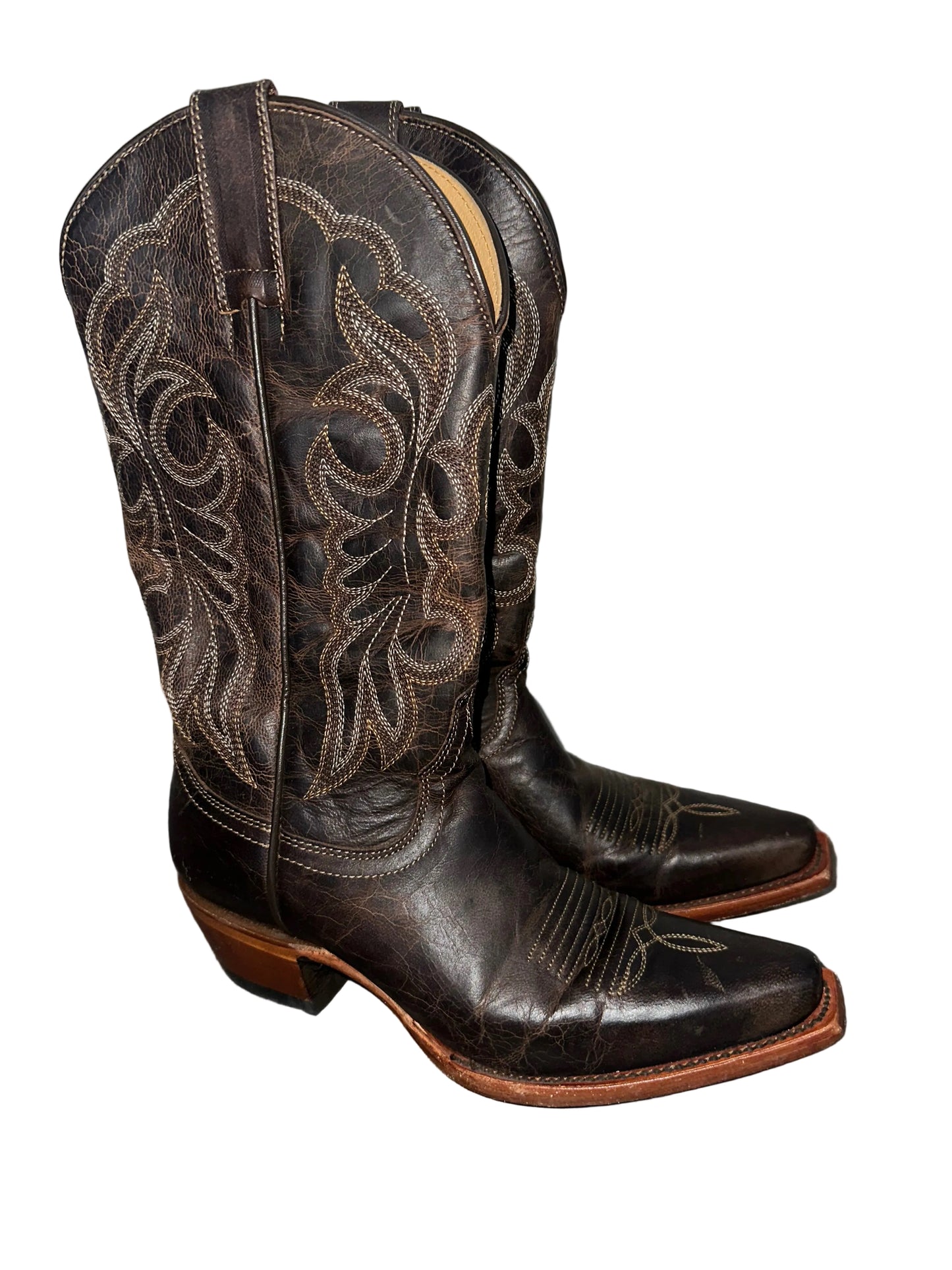 Dark Brown Leather Cowboy Boots