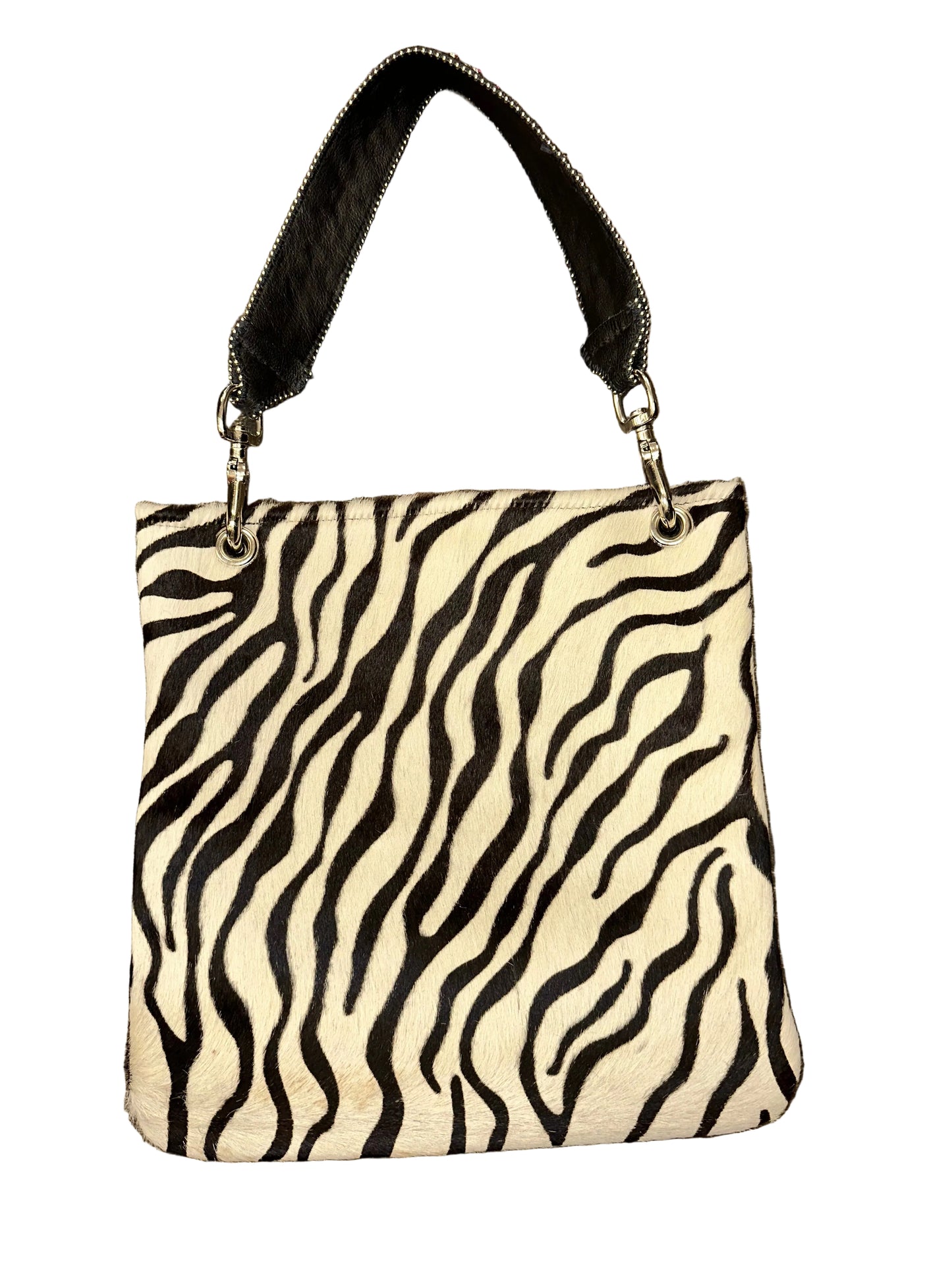 Vintage Zebra Ponyhair/Leather Cross Tote
