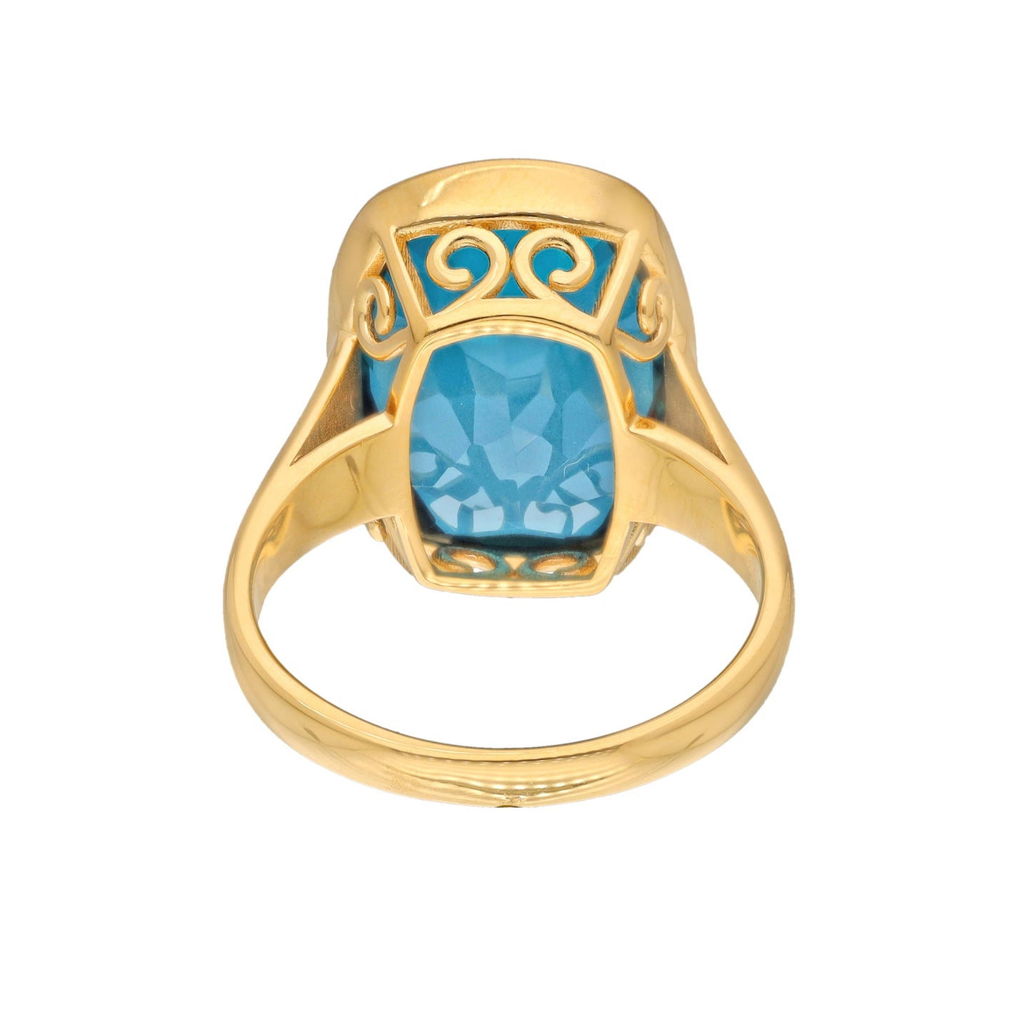 Gold Plated Over Silver London Blue Quartz Statement Rings