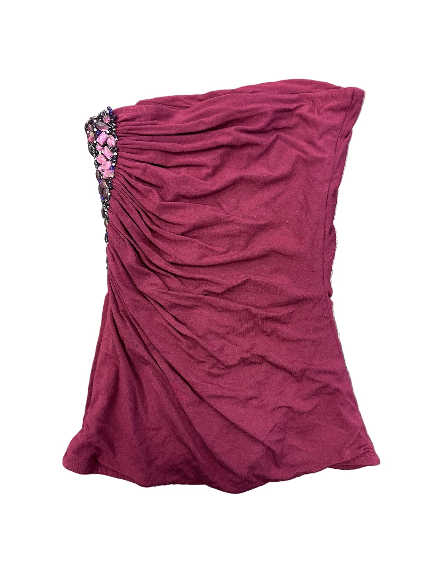 Vintage Y2K Asymmetrical Strapless Top with Side Embellishment