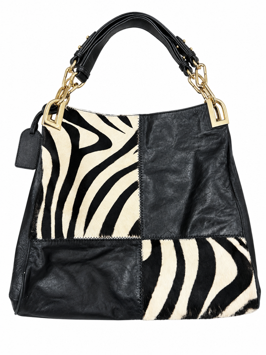 Vintage Zebra Leather & Ponyhair Tote
