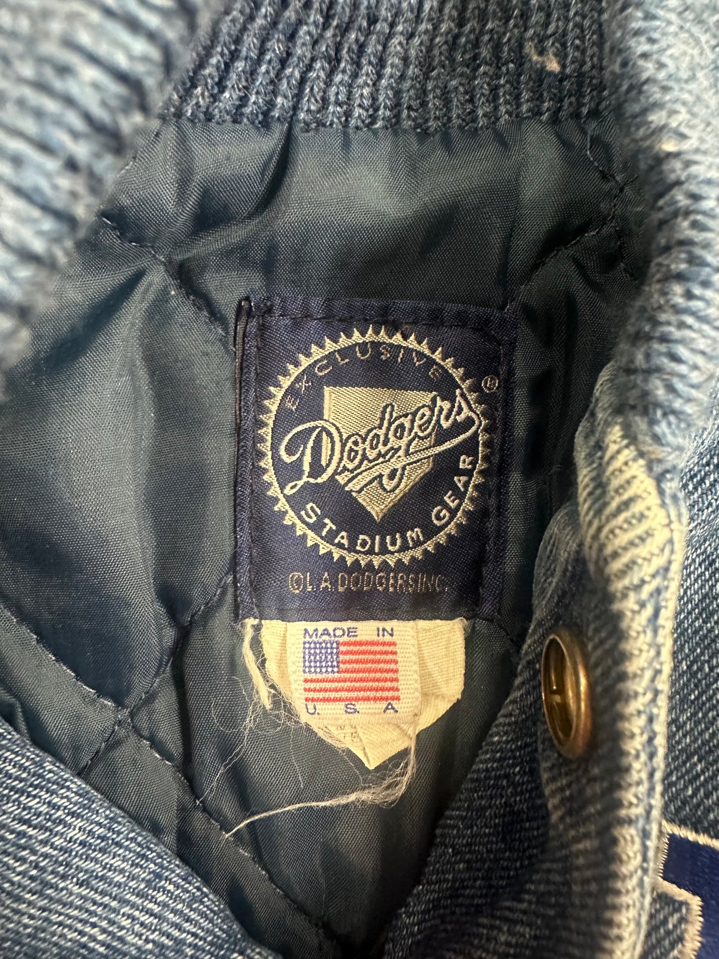 Vintage 90s Baby Dodgers Denim Bomber Jacket