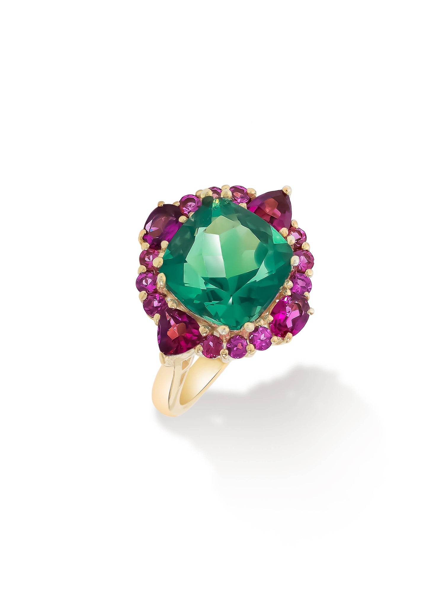 Gold Plated 925 Silver Green Gluorite Teal Reverie Ring