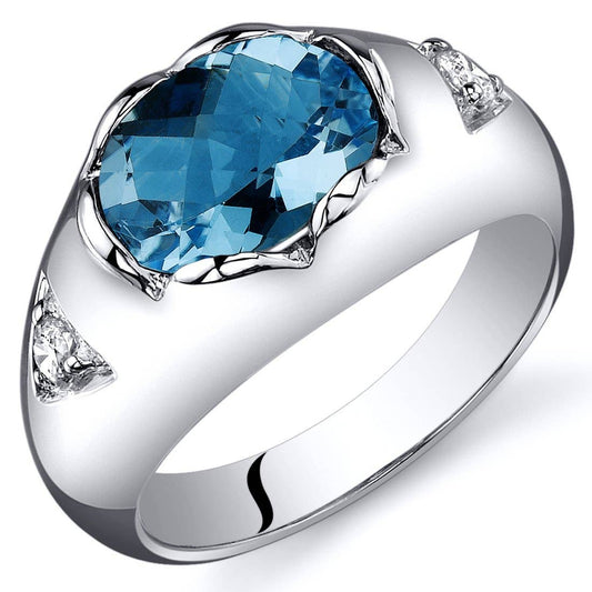 Swiss Blue Topaz Oval Cut Sterling Silver Ring Size 8