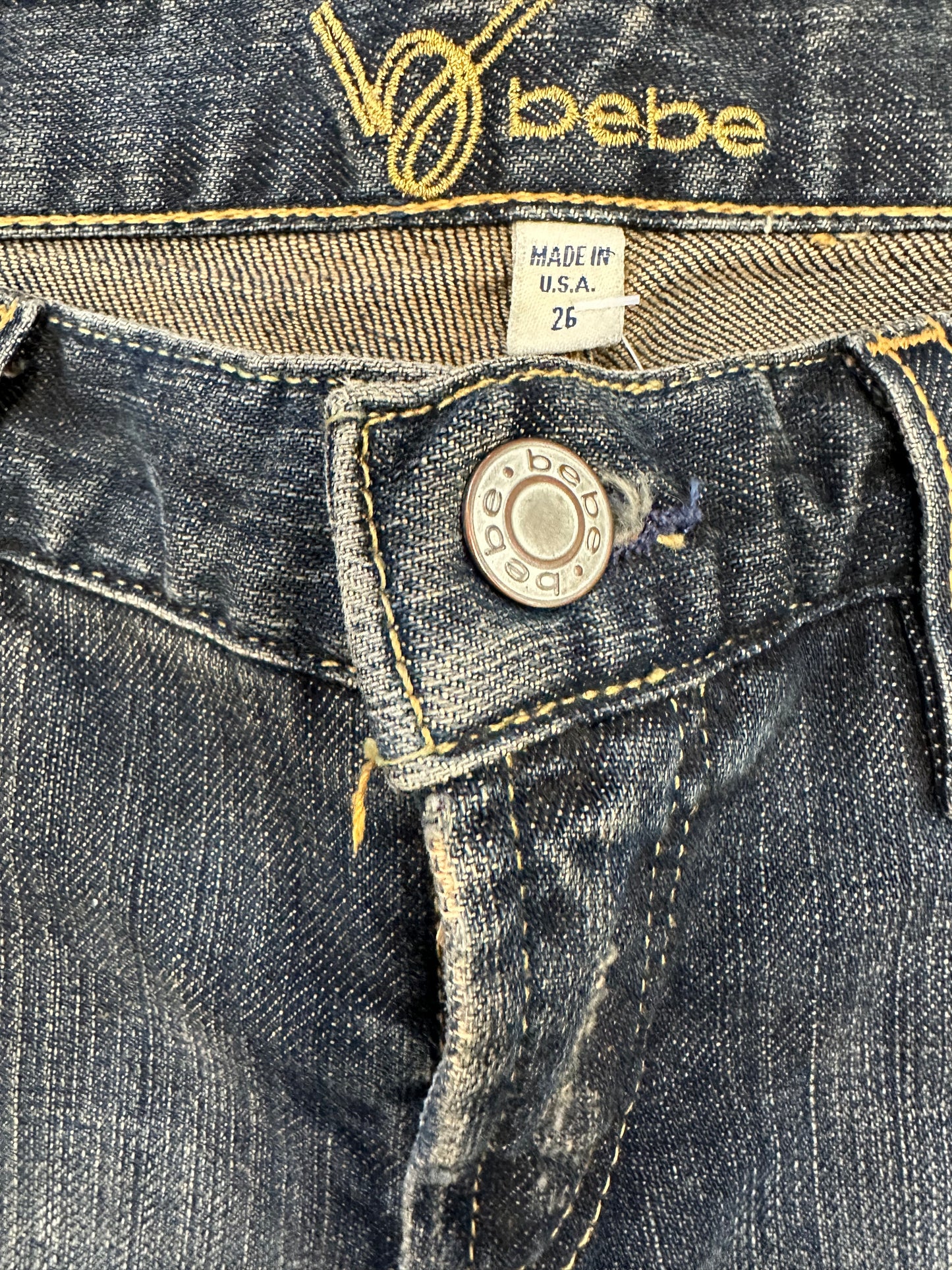 Vintage Bebe Patchwork Rhinestone Lowrise Jeans