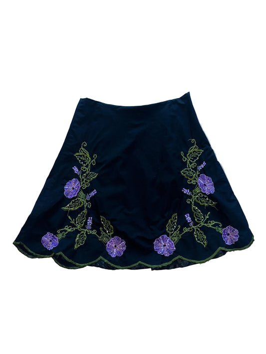 Vintage Beaded Floral Midi Skirt