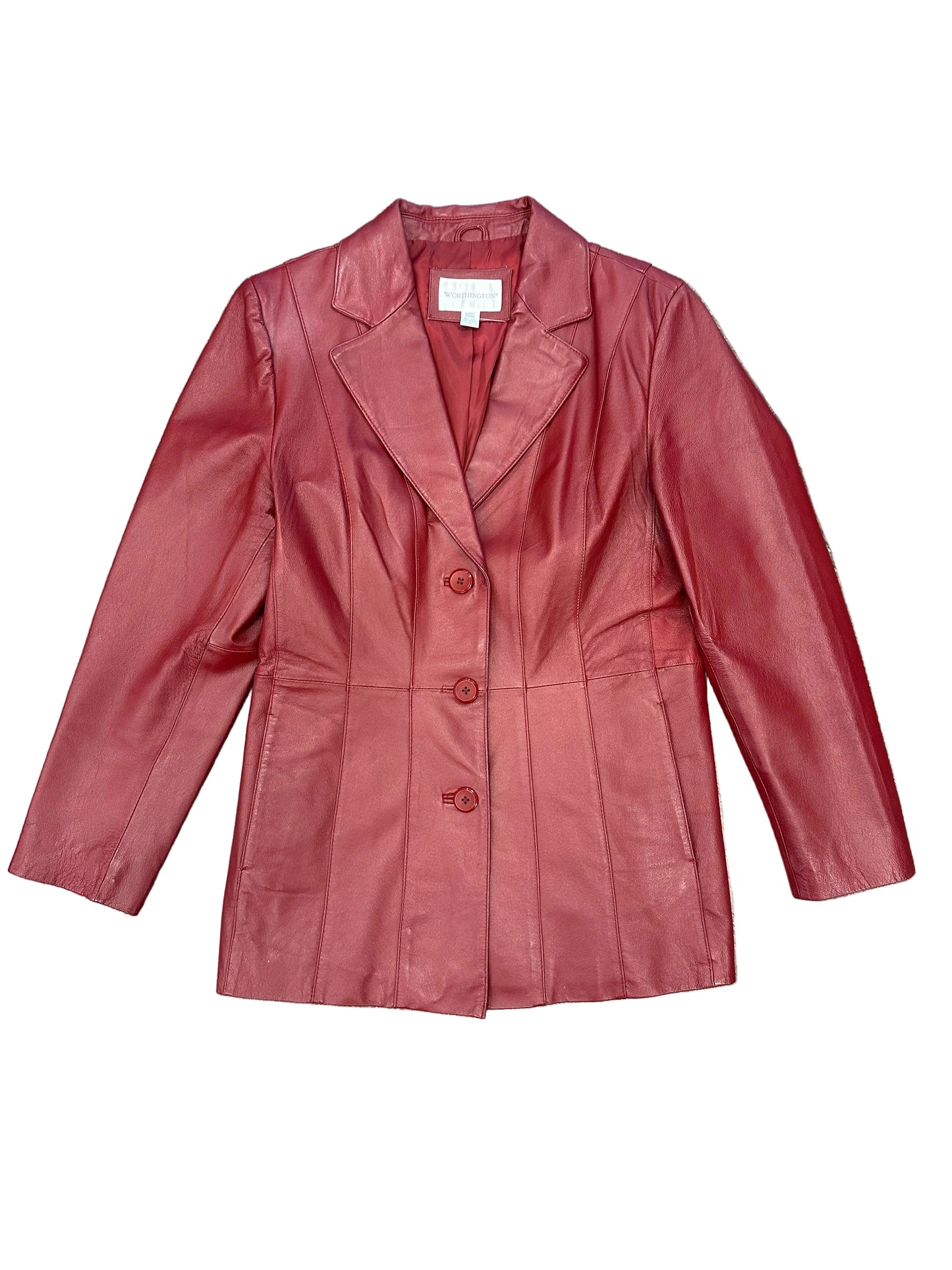 Vintage Red Leather Blazer