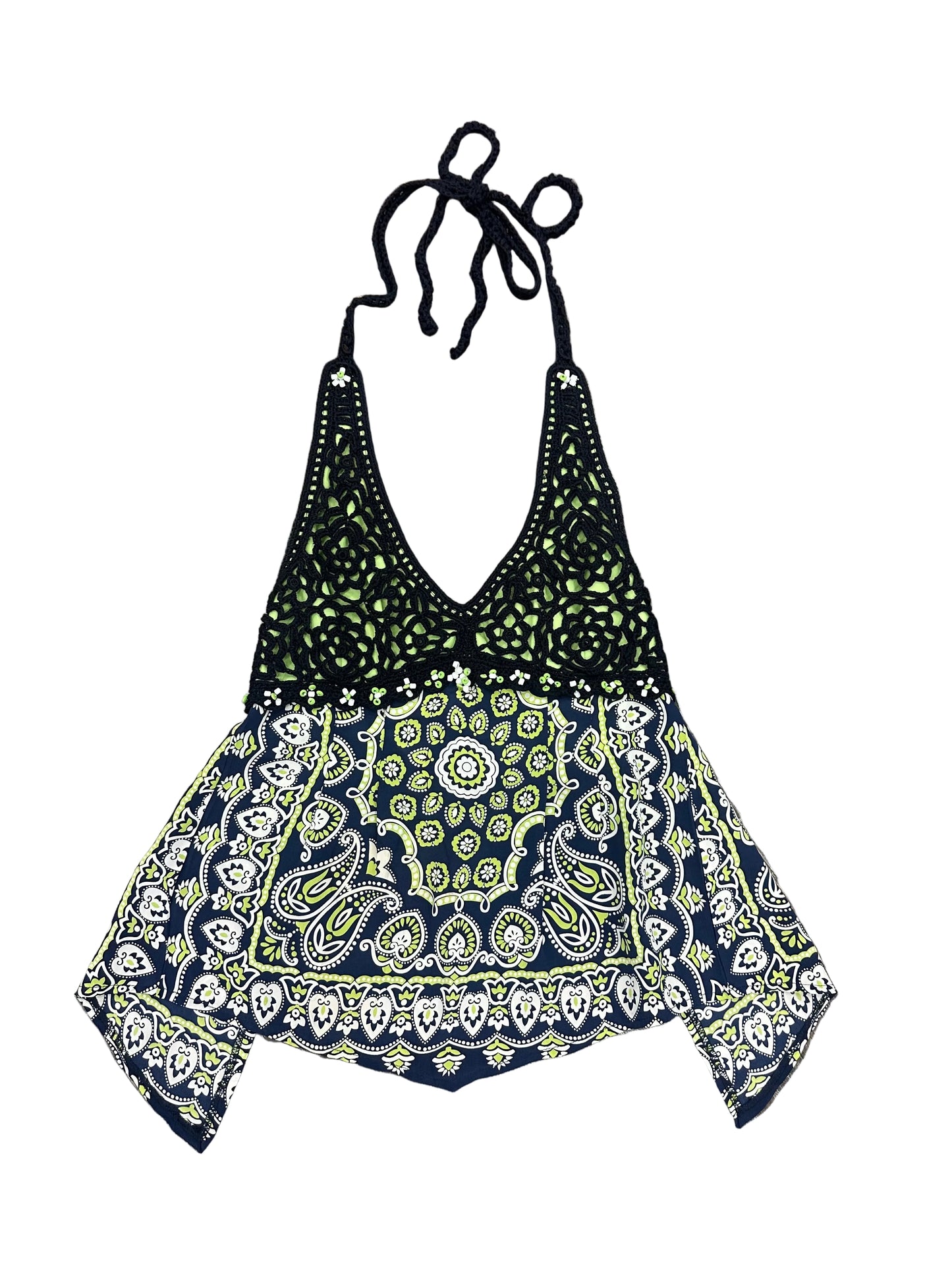 Vintage Nanette Lepore Crochet & Silk Halter Top