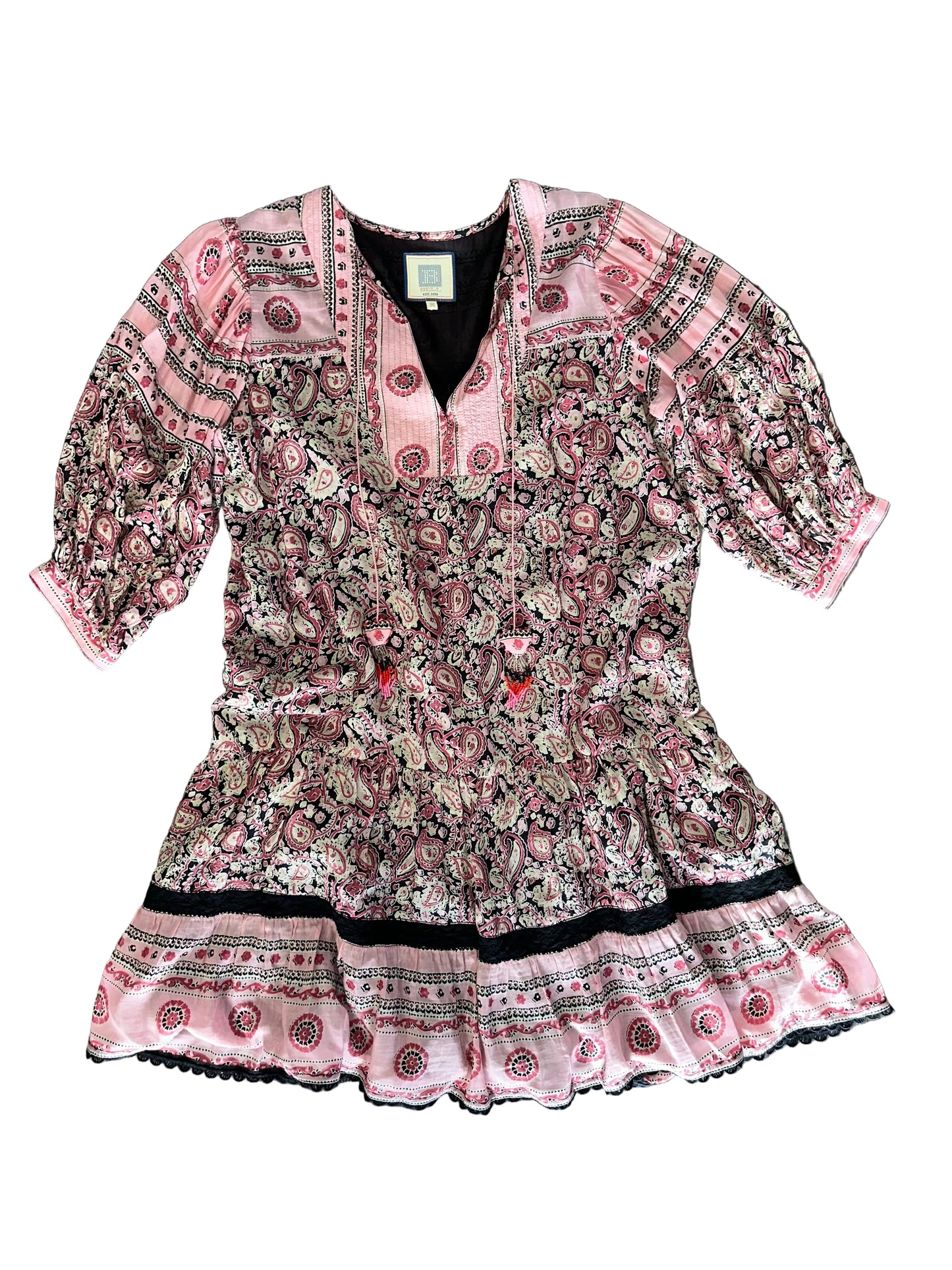 Vintage Paisley Patterened Boho Babydoll Dress