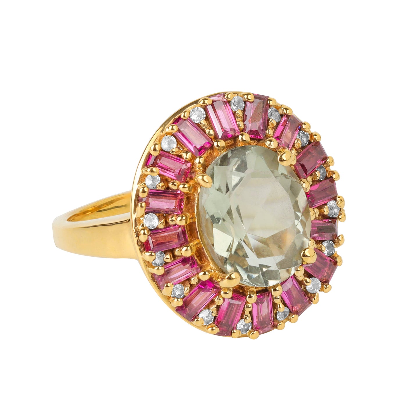 Gold Vermeil Silver Celestial Courtship Green Amethyst Ring