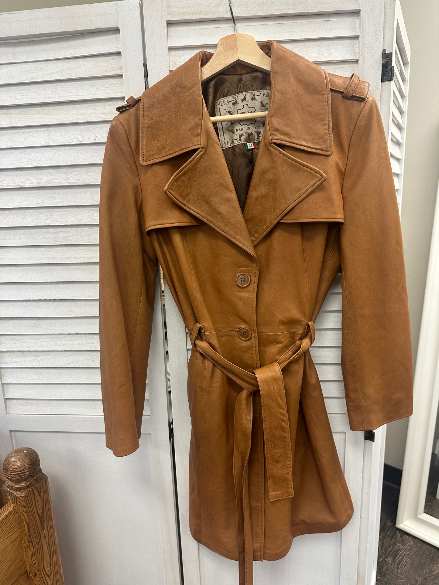 Vintage Italian Leather Trench Coat