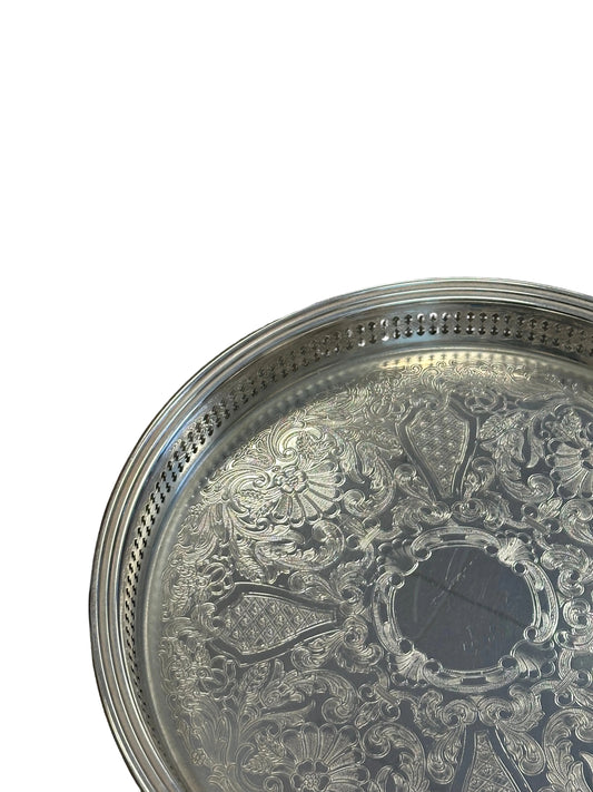 Antique Silver Tray with Lip