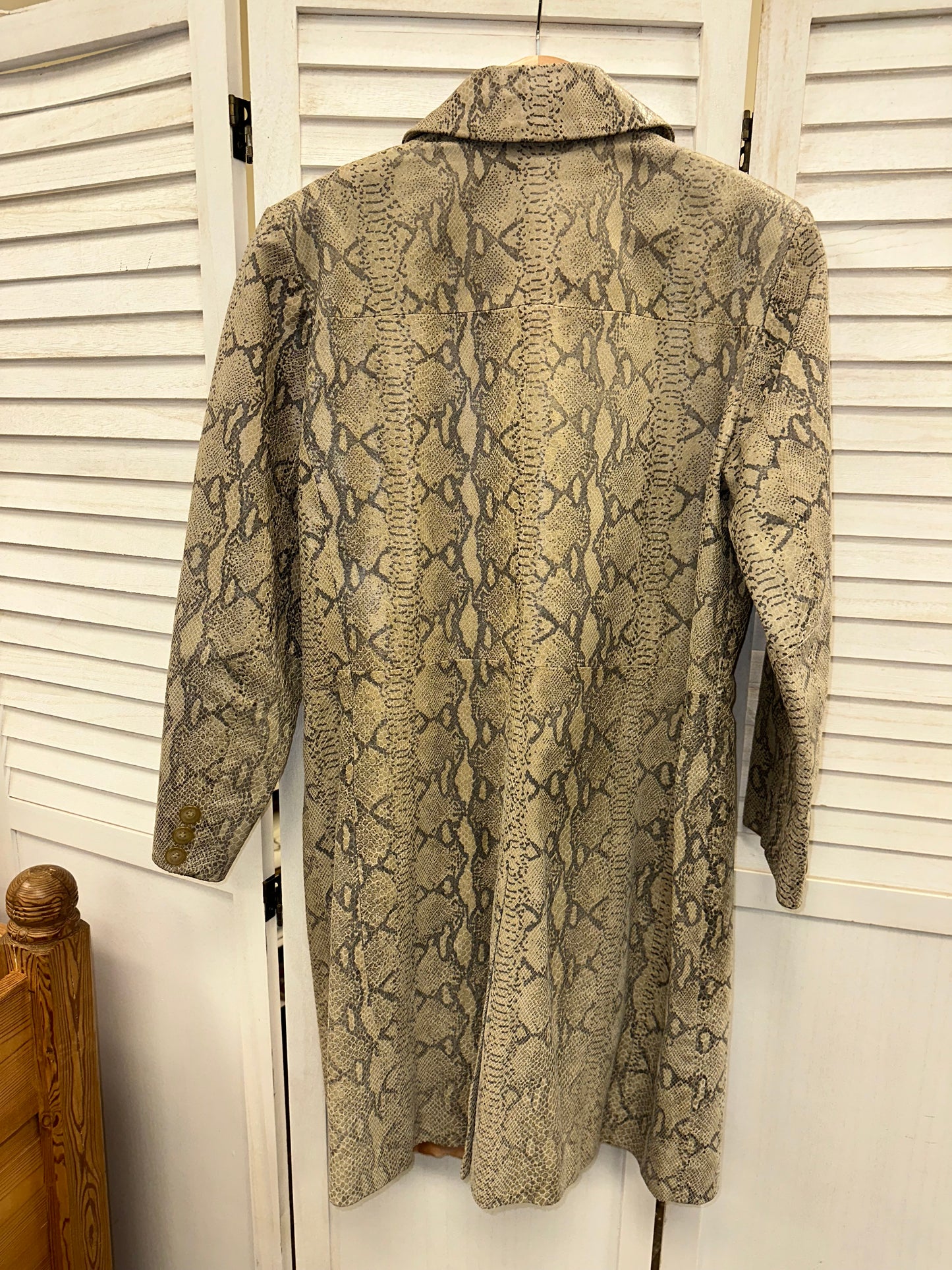 Vintage Leather Snake Print Trench