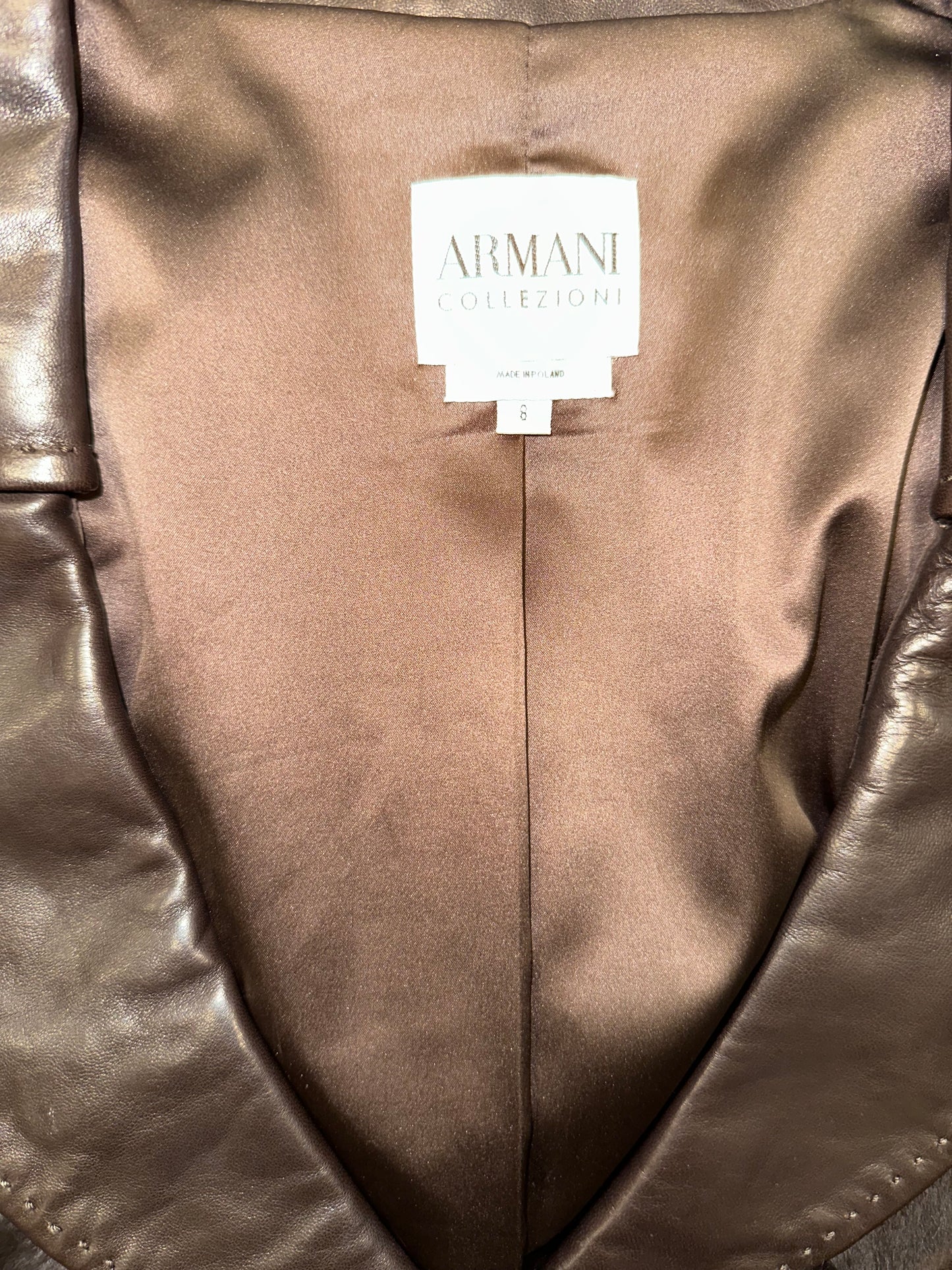 Vintage Leather Armani Blazer with Fur Trim
