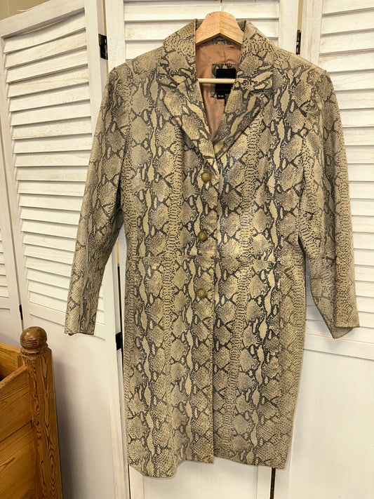 Vintage Leather Snake Print Trench
