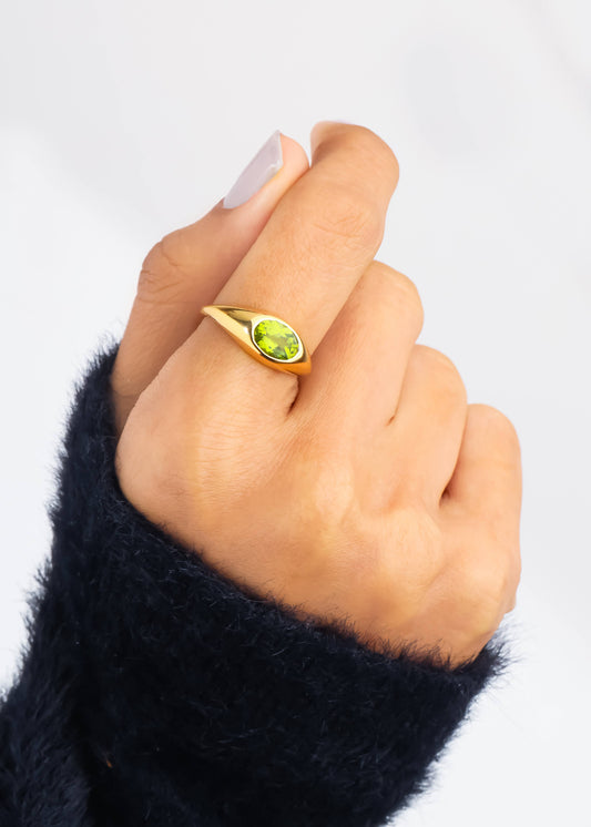 Gold Plated Over Silver Peridot Solitaire Ring