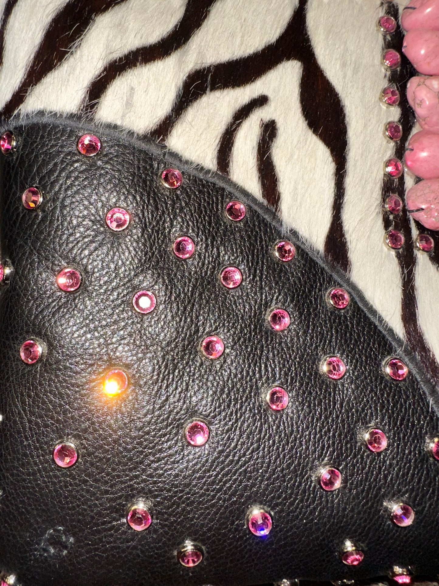 Vintage Zebra Ponyhair/Leather Cross Tote