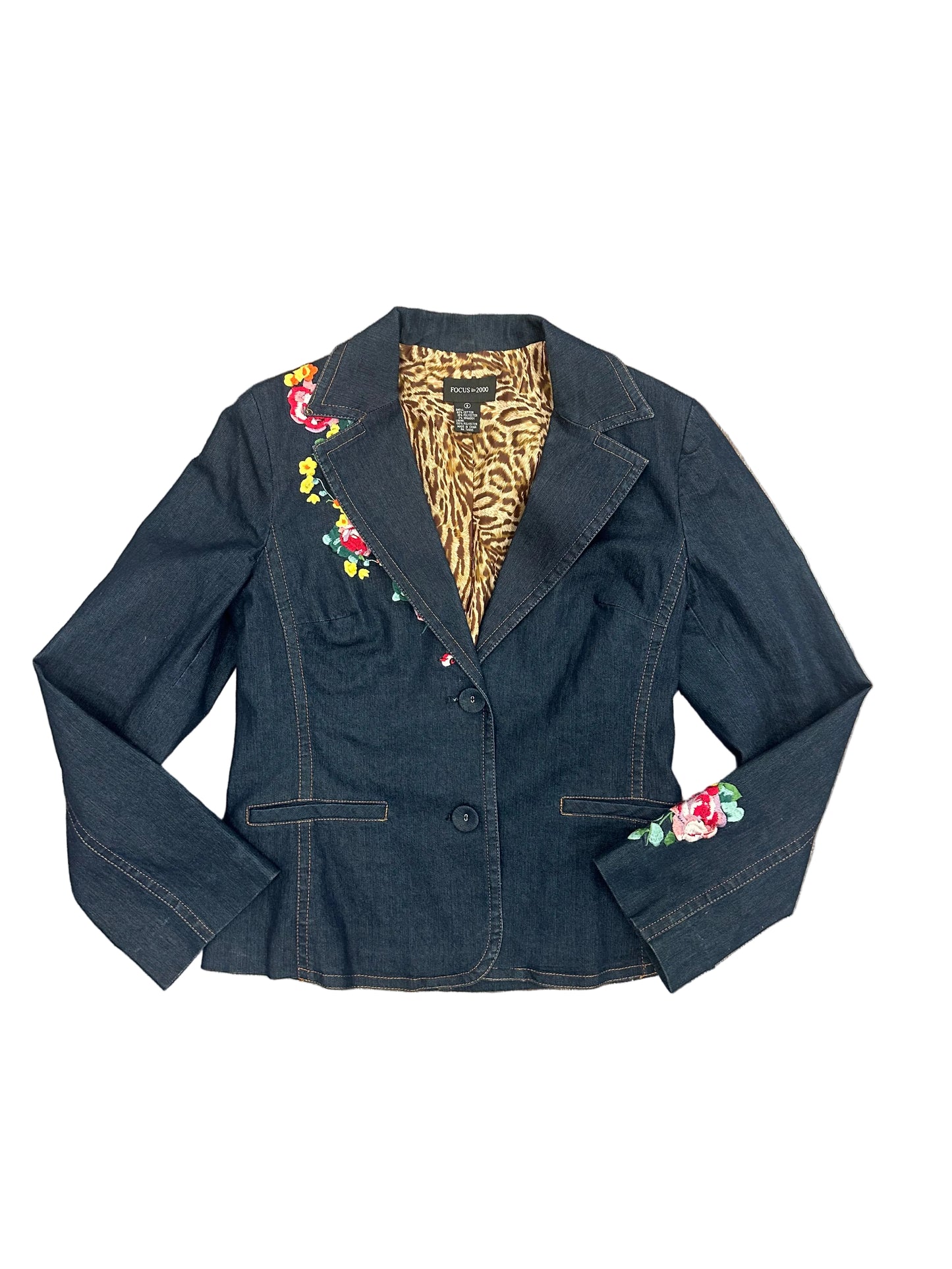 Vintage Denim Jacket with Floral Embroidery