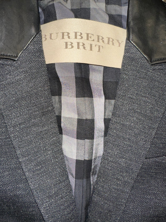 Vintage Burberry Blazer with Leather Accents