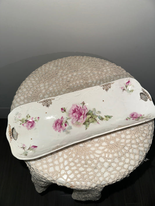 Antique Long Dish with Roses