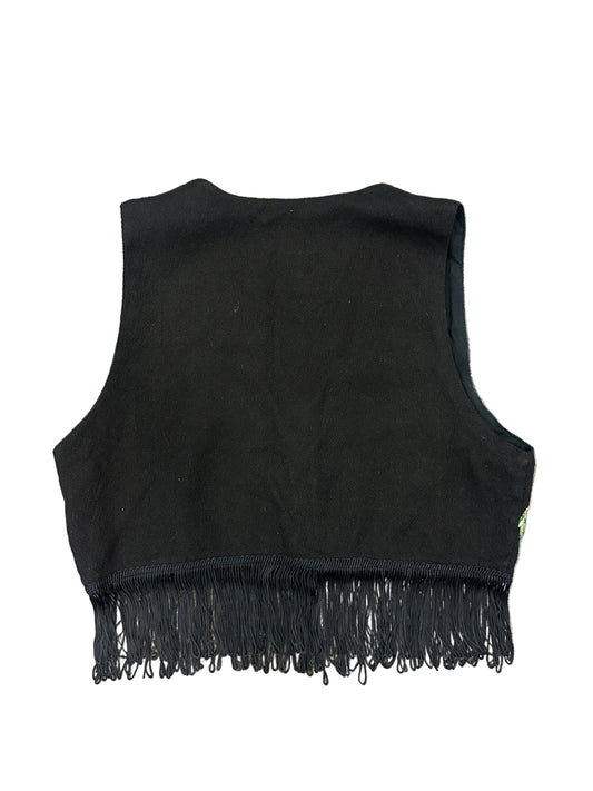 Vintage Embroidered Fringe Cropped Vest