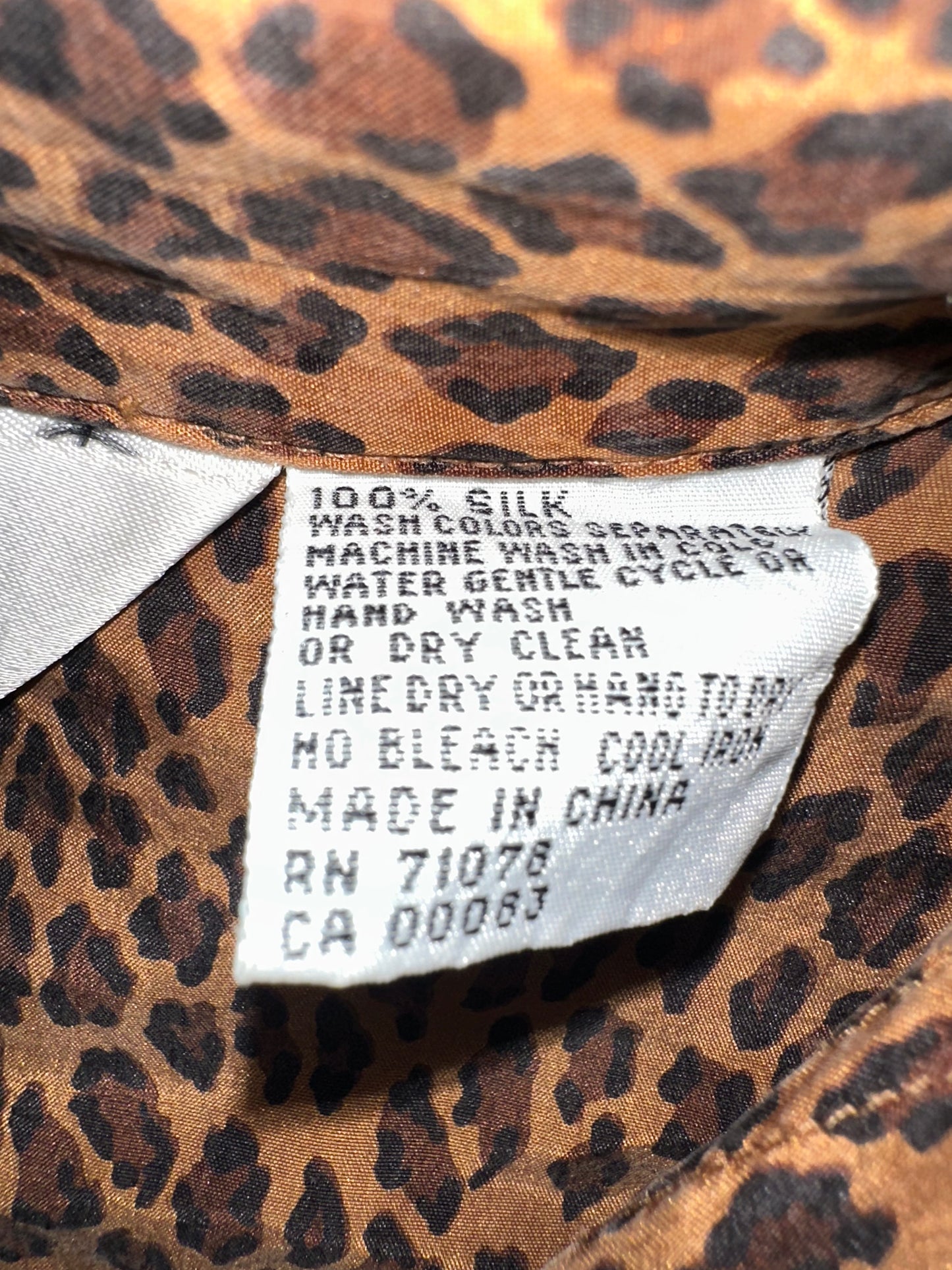 Vintage Silk Cheetah Print Blouse