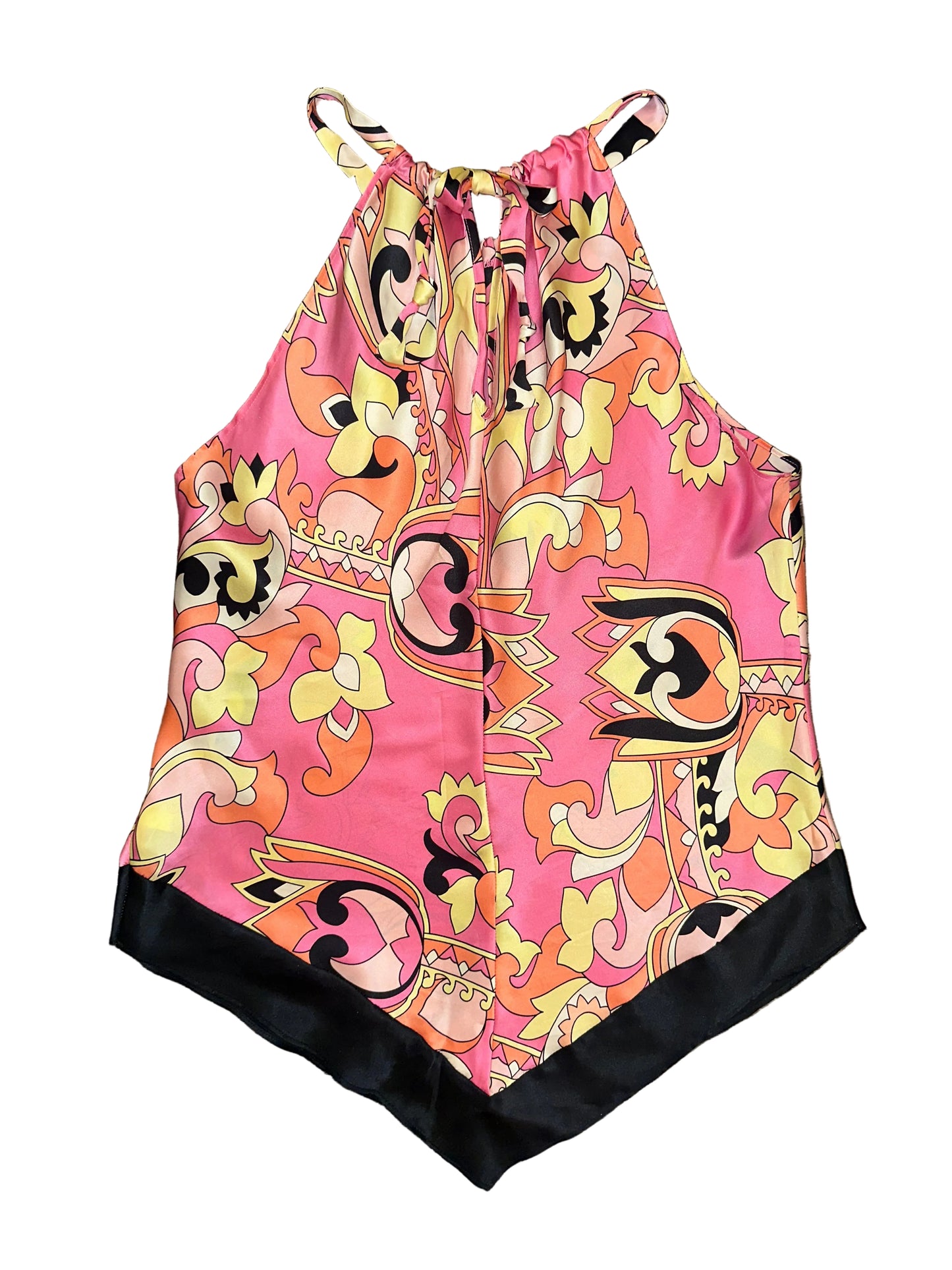 Vintage High Neck Silk Tank Top