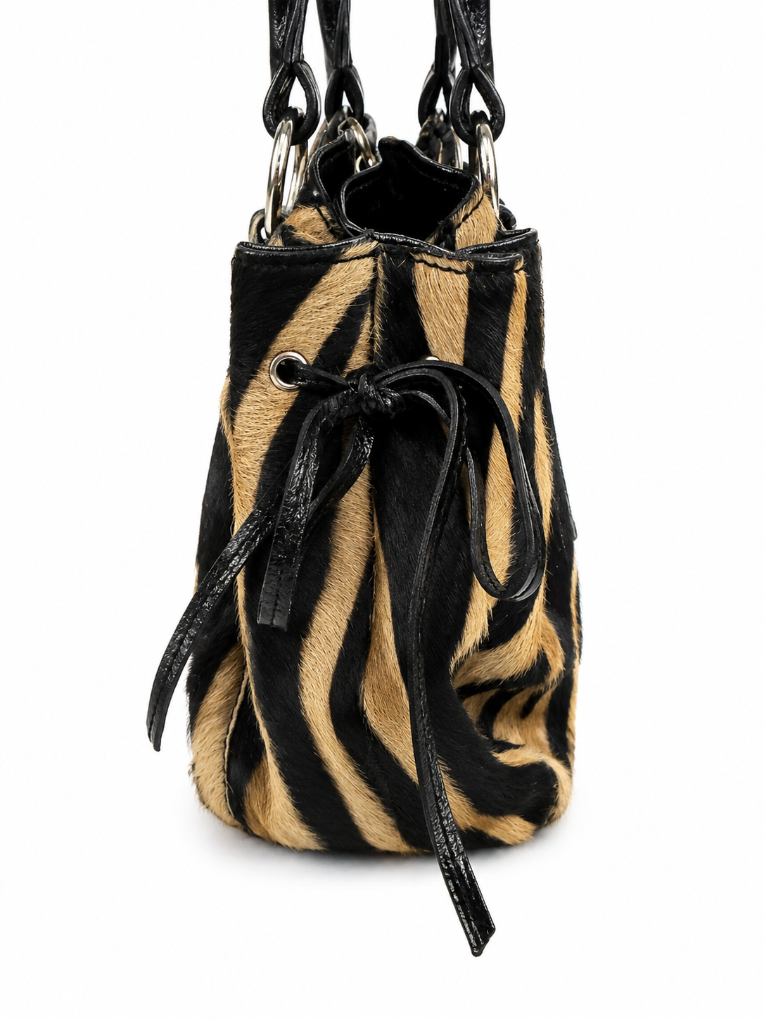 Vintage Y2K Zebra Ponyhair and Leather Shoulder Bag