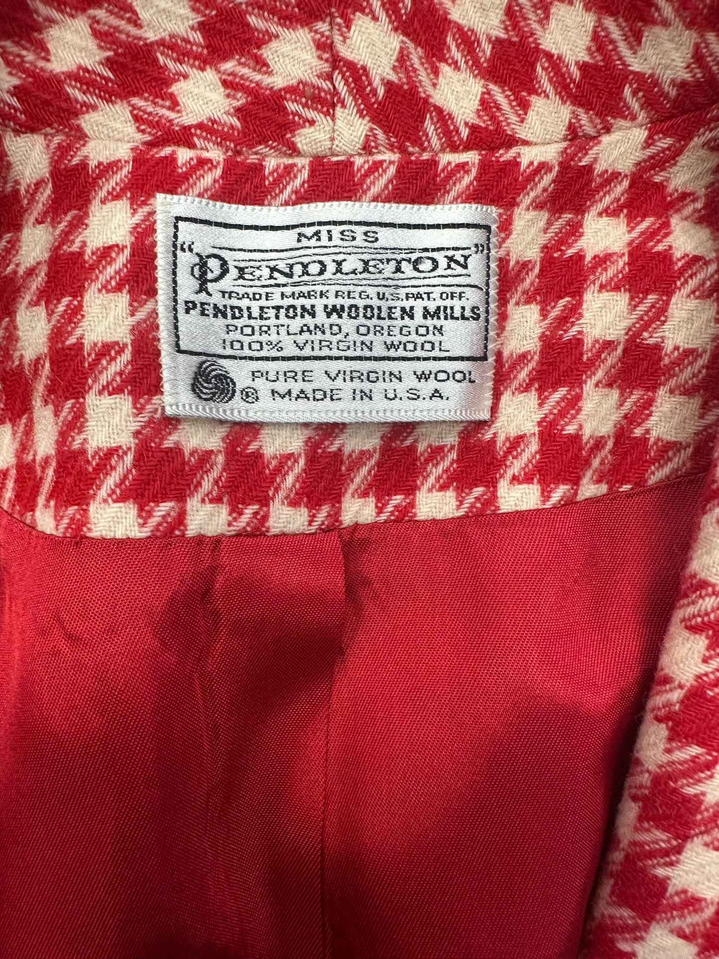 Vintage Red Houndstooth Blazer