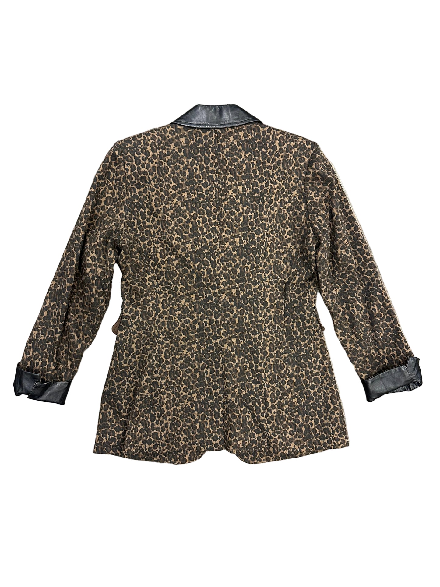 Vintage Cheetah Print Blazer with Leather Details