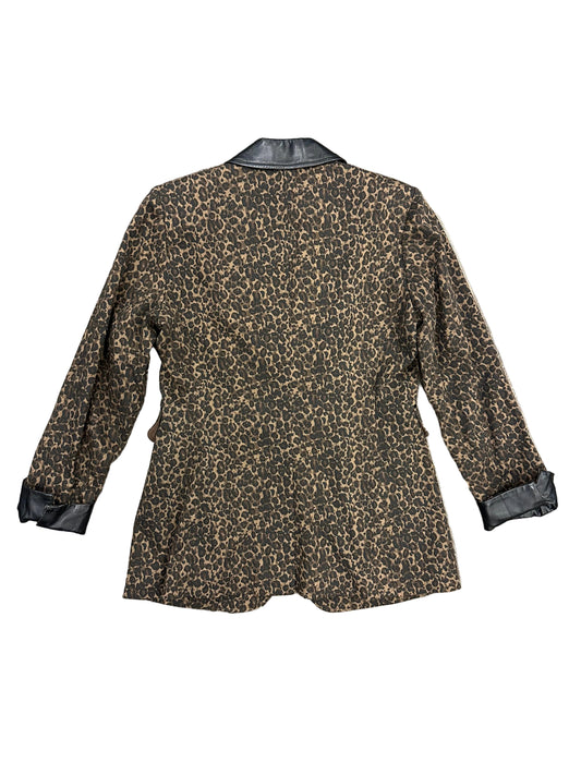 Vintage Cheetah Print Blazer with Leather Details