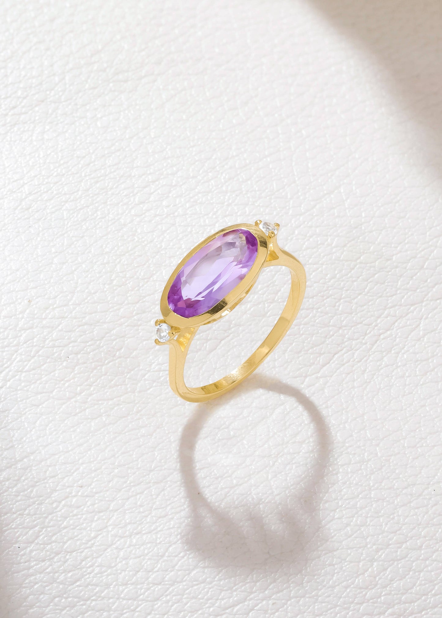 Gold Plated 925 Silver Pink Amethyst Elegance Ring