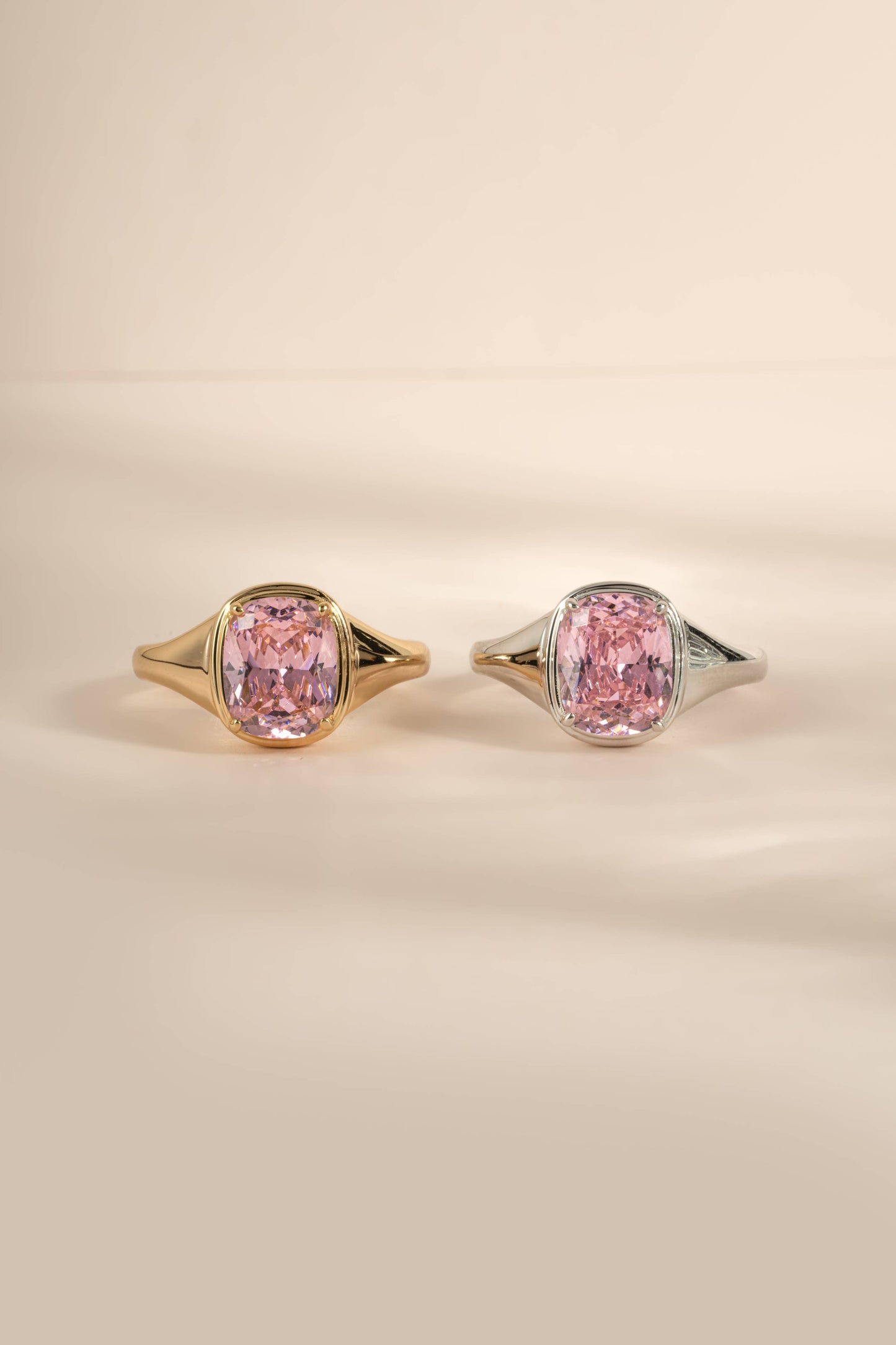 Gold Plated Pink Elongated Cushion Ring