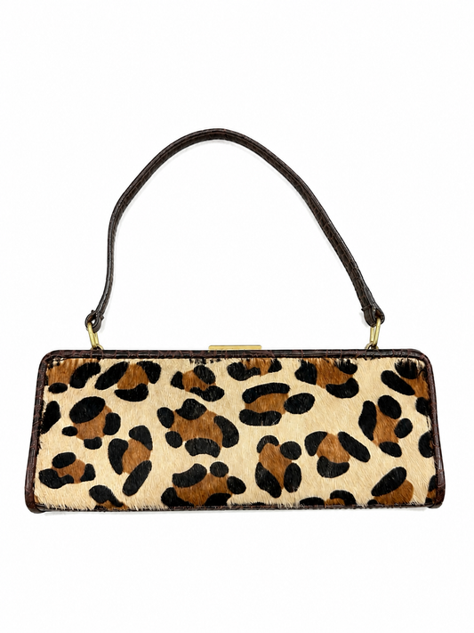 Vintage Leopard Ponyhair East West Handbag