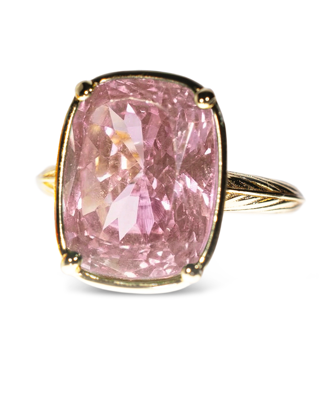 Sterling Silver Elongated Cushion Pink Sapphire CZ Cocktail Ring