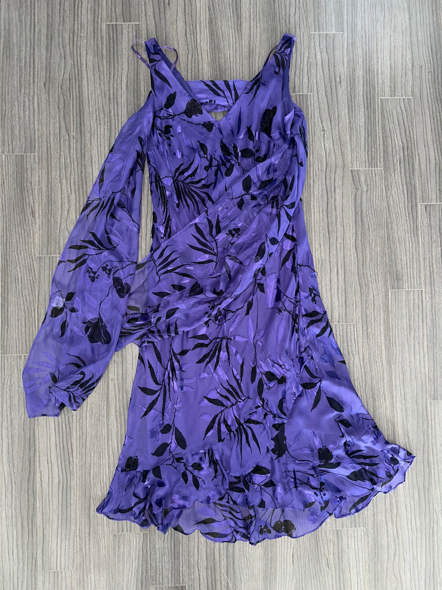 Vintage Silk Purple Dress with Matching Scarf