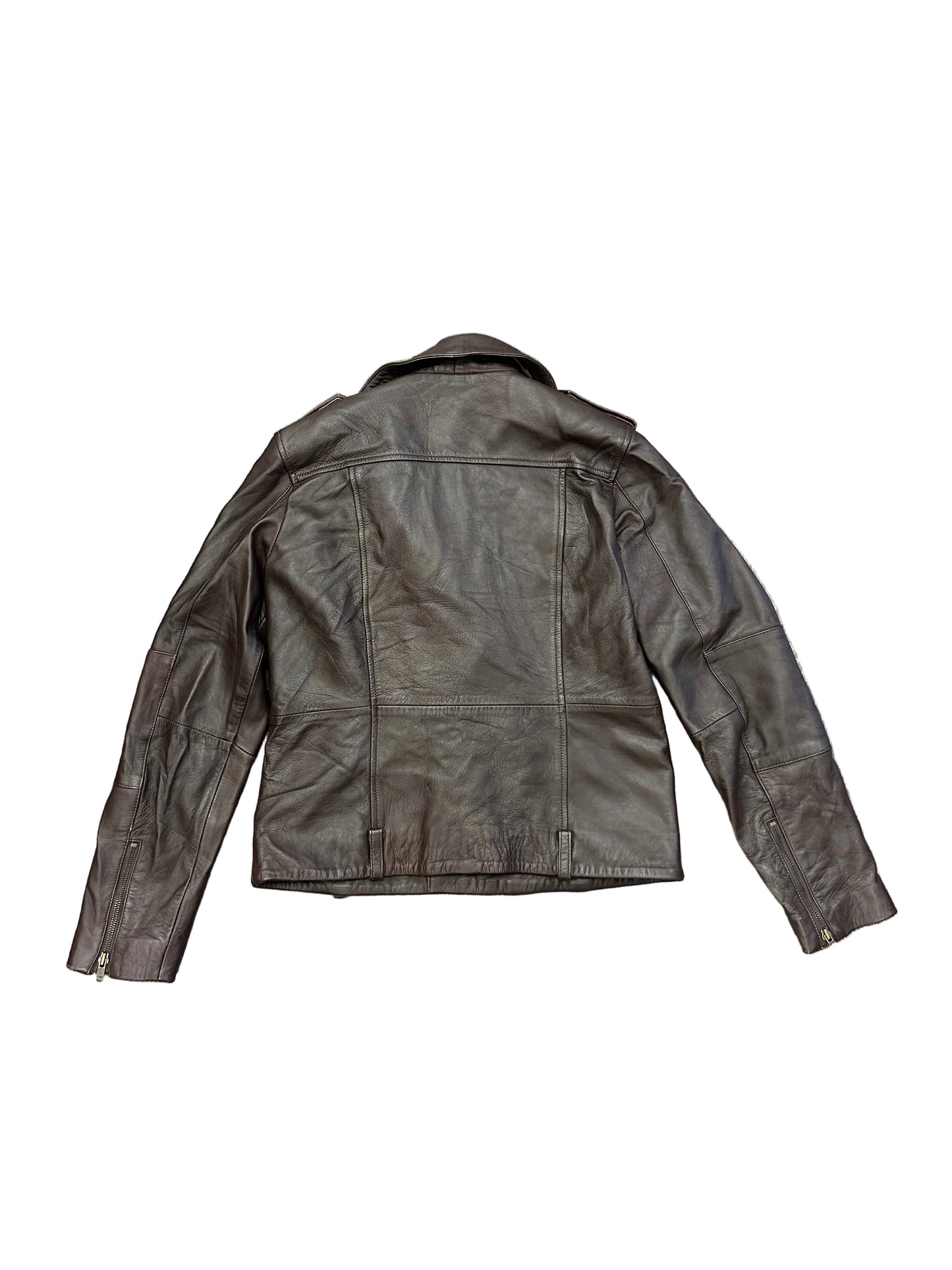 Vintage Chocolate Brown Leather Moto Jacket