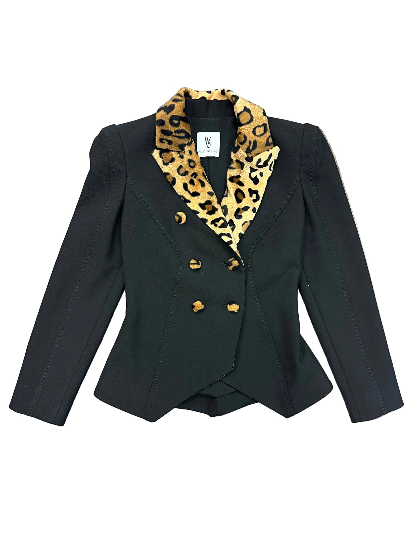 Tailored Blazer with Leopard Lapel