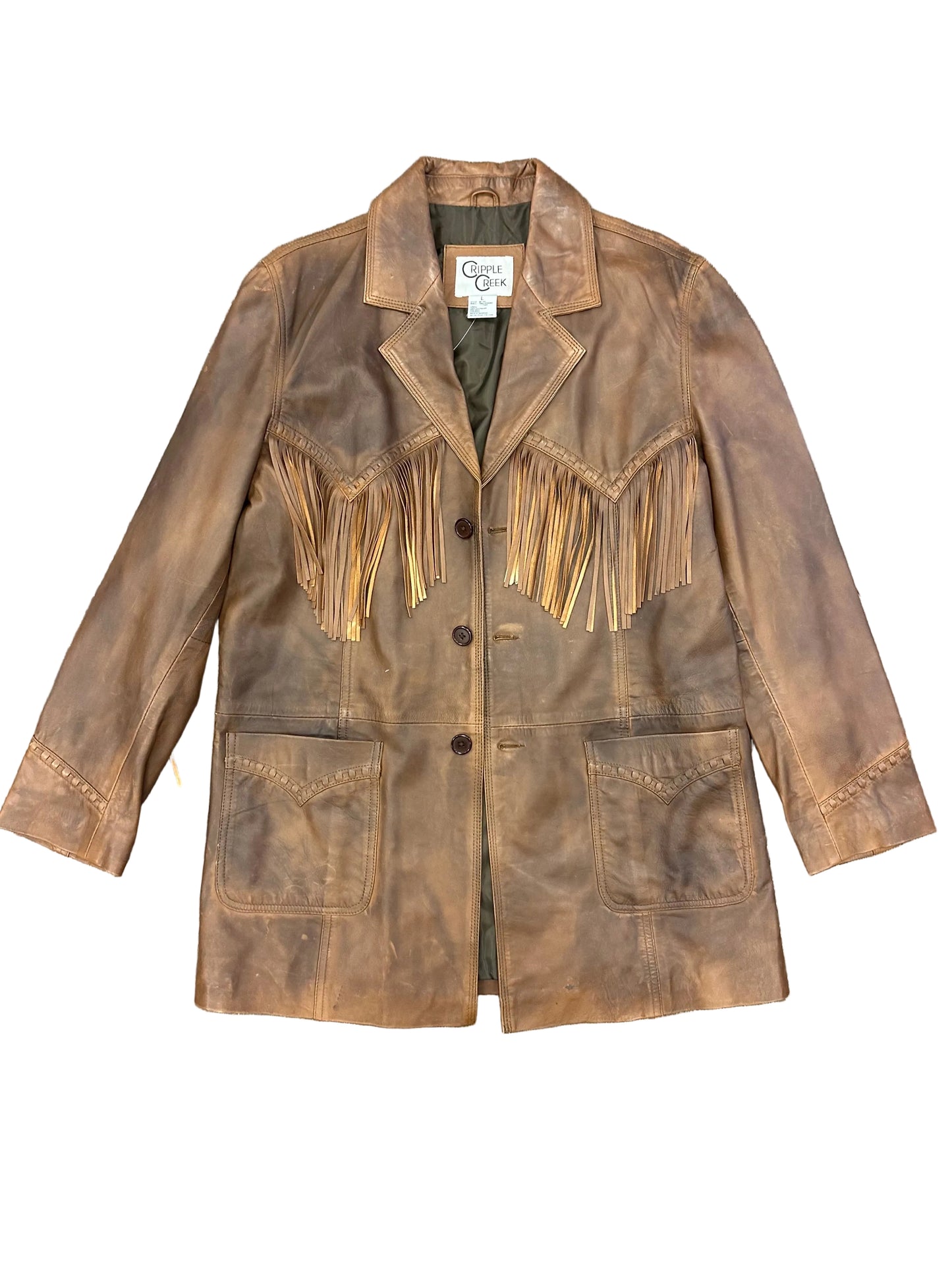 Vintage Leather Fringe Trench